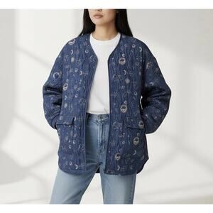 Calme Jacket XL Johnny Was Yessi Quilted Astrology Horoscope Moon Stars Cosmic